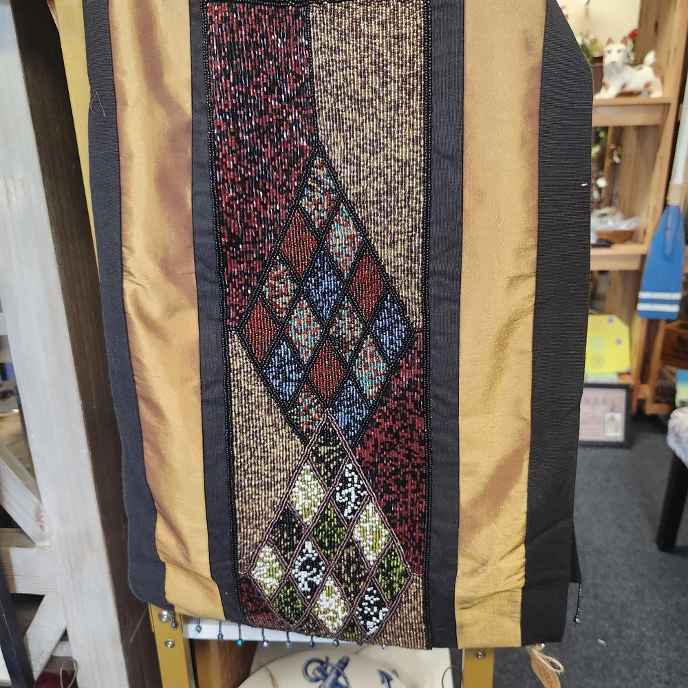 Pink and Black Quilted Table Runner with Diamond Patchwork